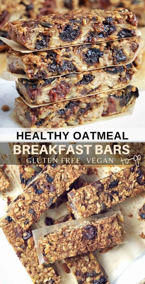 Baked Oatmeal Breakfast Bars, Homemade Oatmeal Bars, Oatmeal Breakfast Bars Healthy, Gluten Free Breakfast Bars, Breakfast Bars Healthy, Bars Gluten Free, Breakfast Bars Recipe, Healthy Oatmeal Breakfast, Oatmeal Breakfast Bars