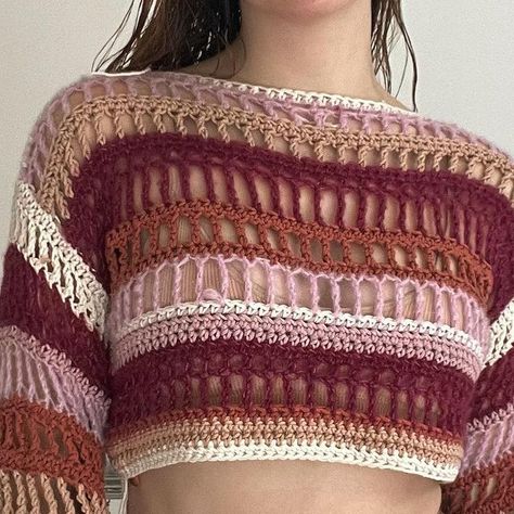 lauren x on Instagram: "a couple more pics of this jumper that i freehanded recently! I won’t be releasing a pattern for this one as there are so many mesh jumper patterns for tops like this out there! @by.belina & @keniksecrochet both have beautiful designs with patterns available so check them out :))

pattern: freehanded
yarn : various scrap yarns" Crochet Top Scrap Yarn, Mesh Jumper, Scrap Yarn Crochet, Jumper Patterns, Scrap Yarn, Crochet Inspo, Crochet Inspiration, I Win, Crochet Yarn