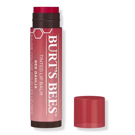 Burt's Bees - Red Dahlia Tinted Lip Balm | Ulta Beauty Burts Bees Makeup, Bee Makeup, Clinique Black Honey, Burts Bees Lip Balm, Burts Bees Lip, Red Dahlia, Lip Balm Tubes, Natural Lip Balm, Tinted Lip Balm