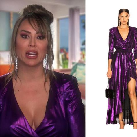 Kelly Dodd’s Purple Metallic Dress https://www.bigblondehair.com/kelly-dodds-purple-metallic-dress/ Kelly Dodd, House In Miami, Real Housewives Of Orange County, Purple Metallic, Soho House, Metallic Dress, Real Housewives, Orange County, Instagram Fashion