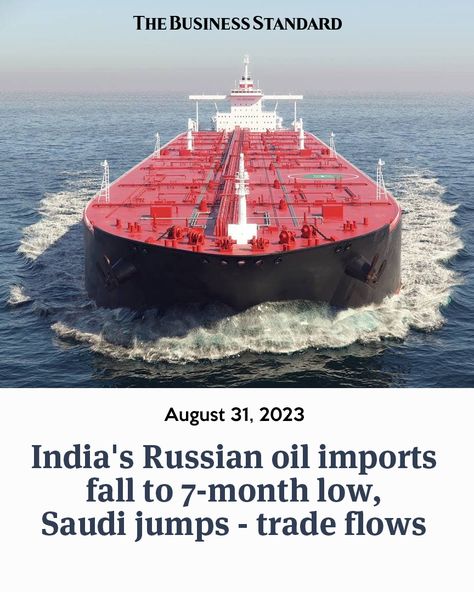 India's imports of Russian oil fell in August to a seven-month low as refiners curbed purchases due to planned maintenance outages at some plants and lower discounts for Russian grades. Tanker Ship, Implementation Plan, Oil Tanker, Slumping, Crude Oil, Global Economy, Photography Backdrops, 3d Illustration, Iran