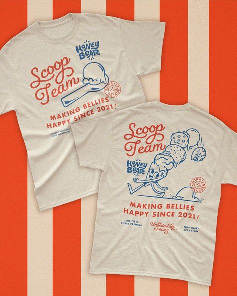 Ice Cream Truck Employee shirt by Carly Berry on Dribbble Work Tshirt Design Ideas, Staff Shirt Design, Getting It Together, Staff Shirts, Non Dairy Ice Cream, Posting On Instagram, Ice Cream Logo, Ice Cream Shirt, Crazy Shirts