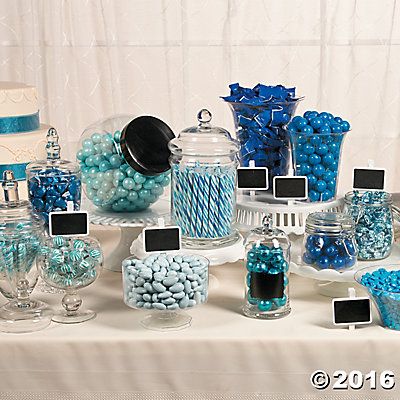 Something Blue Wedding Candy Buffet Idea Diy Candy Table, Wedding Candy Bar Buffet, Blue Candy Table, Candy Bar Wedding Reception, Reception Display, Blue Candy Bars, Blue Candy Buffet, Blue Wedding Colors, Christmas Decorating Hacks