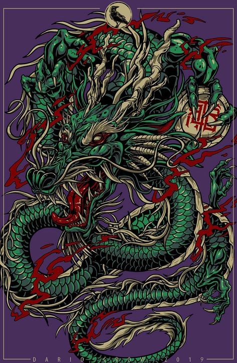 Japanese Dragon on Behance Art Vampire, Dragon Chino, Asian Artwork, Dragon Wallpaper, Dragon Tattoo Art, Dragon Wallpaper Iphone, Chinese Dragon Tattoos, Animals Tattoo, Japanese Art Styles