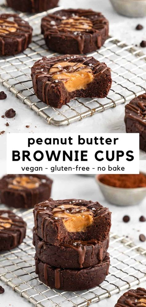 Bake Brownies, Peanut Butter Brownie, Retro Desserts, Vegan Gluten Free Desserts, Brownie Cups, No Bake Peanut Butter, Cookies Gluten Free, Low Carb Dessert, Peanut Butter Filling