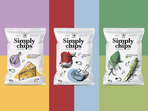 Chips Packing Design, Healthy Chips Packaging, Packaging Design Food Snacks, Chips Packaging Design Creative, Makhana Packaging, Chips Branding, Colorful Packaging Design, Snack Packaging Design, Chips Packaging Design