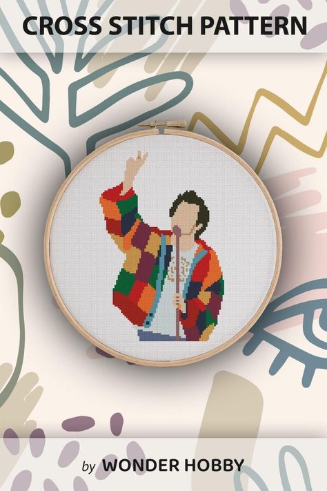 Harry Styles Cross Stitch, Art Beginners, Cross Stitch Projects Ideas, Crochet Succulent, Cross Stitch Beginner, Design For Beginners, Easy Design, Pola Kristik, Punch Needle Embroidery