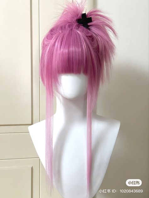 Pink Y2k Fashion, Short Straight Wig, Straight Wig With Bangs, Straight Bob Wig, Part Hair, Layered Cut, Dyed Hair Inspiration, Cosplay Hair, Kawaii Hairstyles