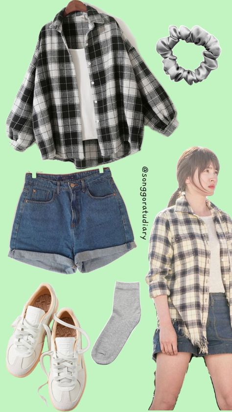 Mix and Match Motif Kotak Kotak / Descendants of the Sun KDrama Inspired Outfit Song Hye Kyo Descendants Of The Sun Outfit, Descendants Of The Sun Song Hye Kyo, Summer Outfits Kpop, Kdrama Outfits Women Casual, Kdrama Clothing, Kdrama Inspired Outfits, Dc Outfits, Drama Outfit, Kdrama Outfits