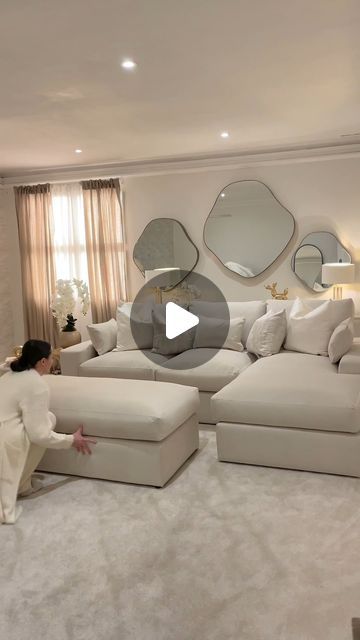 Rowen on Instagram: "Just like that ✨ Our Tribeca cream velvet sofa can be easily made into a U shape or cinema style bed for movie night - and then turned back into a corner😍 Order you fabric sample now at rowenhomes.com🤍 #interior123 #homedecor #homeinspo" Corner Sofa Bed, Velvet Sofa, Bed Styling, Corner Sofa, Movie Night, Sofa Bed, Fabric Samples, Christmas Home, Velvet