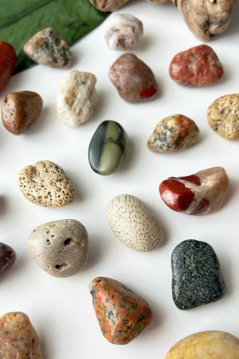 Natural Beach Stone Magnets Set of 4 #rockhounds #unisexgifts #naturelover #nonscratch #rockcollectors #puddingstone #fossils #greatlakes #michiganmade #office #refrigeratormagnets #beachstones #pebbles #rocks #stones Rock Magnets, Pudding Stone, Teachers Office, Lake Huron, Office Items, Magnet Set, Beach Stones, Small Gift Boxes, Rock Hounding