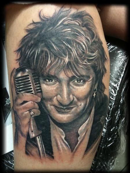 To the less likely. Musician Tattoo, Really Bad Tattoos, British Tattoo, Rock Tattoo, Movie Tattoos, Heart Throb, Men Tattoos, Bad Tattoos, Rod Stewart