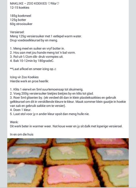 South African Recipes Traditional, Koekie Resepte, Zoo Cookies, Beskuit Resepte, 100 Cookies Recipe, Homemade Ice Cream Recipes Machine, Butter Cookie Recipe Easy, Party Snacks Easy, Chocolate Balls