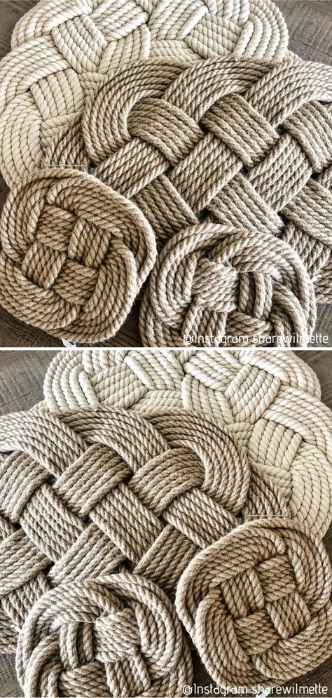 Rope Trivets  Pretty and practical, this is how we like our trivets! This set of classy, solid beauties in neutral colors deserves a place in your kitchen drawer, no doubt about it. If you are looking for a last-minute gift idea, we definitely recommend it as well.  #ropedecor #ropecrafts #craftsforhome Rope Trivet Tutorial, Rope Trivet Diy, Rope Trivets, Rope Trivet, Trivets Diy, Diy Nautical Decor, Diy Nautical, Boho Ideas, Nautical Diy