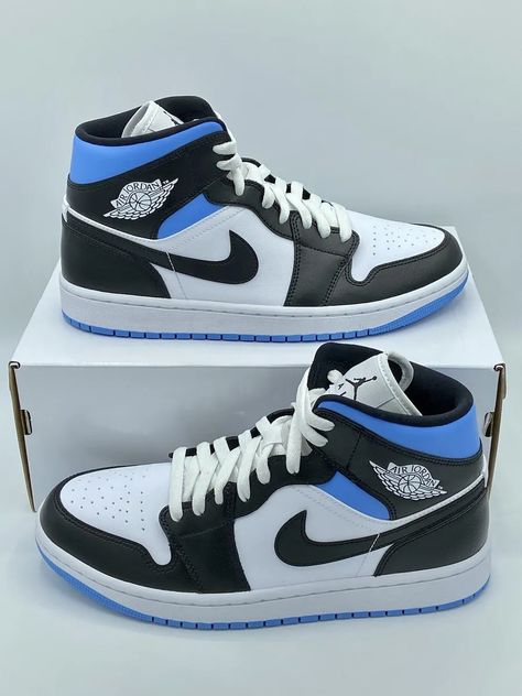 Air Jordan 1 Mid University Blue Black Size 10.5 Women 9 Men BQ6472-102 NEW | eBay Air Jordan 1 Mid Womens, Air Jordens1 Blue, Dark Blue Jordans, Dream Shoes Jordans, Blue And Black Jordans, Pic Of Shoes, Air Jordans Men, Black And Blue Shoes, Jordans For Women