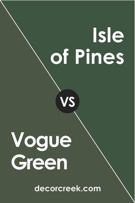 Vogue Green vs Isle of Pines by Sherwin Williams Sw Isle Of Pines, Vogue Green, Sherwin Williams Green, Moody Green, Woodland Cottage, English Country Decor, Green With Blue, Green Paint Colors, Green Rooms