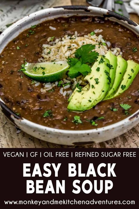 Easy Black Bean Soup, Black Bean Soup Recipe, Plant Based Soups, Bean Soup Recipes, Black Bean Soup, Bean Soup, Bean Recipes, Black Bean, Stew Recipes