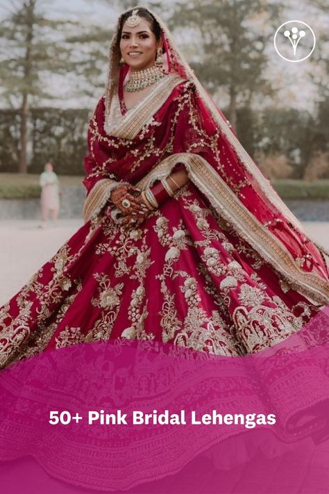 Planning to wear a pink bridal lehenga at your wedding? Here are 50+ bridal lehengas in all shades of pink to inspire you. Bridal Lehenga Images, All Shades Of Pink, Lehenga Images, Pink Bridal Lehenga, Jacket Lehenga, Shine Like A Diamond, Wedding Dresses Images, Bridal Lehenga Designs, Asian Bridal Dresses