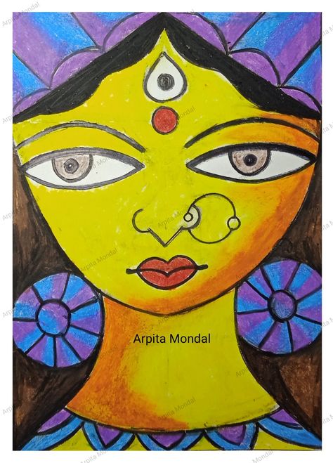 By arpita mondal Drawing For Small Kids, Navratri Painting, Navratri Drawing, Basic Drawings, Small Kids, Basic Drawing, Durga Puja, Oil Pastels, Art Drawings For Kids