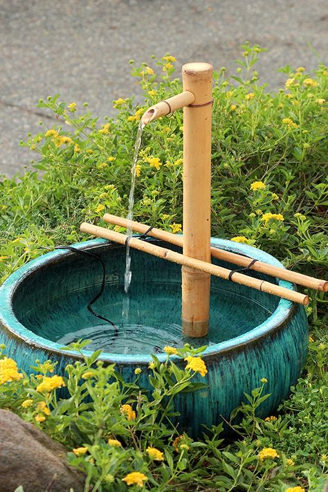 Bamboo Accents 18-in. Adjustable Spout and Pump Fountain Kit : Outdoor Fountain Accessories : Patio, Lawn & Garden Feng Shui Water Fountain, Bamboo Water Fountain, Bamboo Fountain, Indoor Water Fountains, Diy Fountain, Solar Fountain, Japanese Garden Design, Bamboo Garden, Water Fountains Outdoor