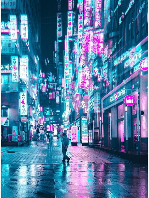 "Future Rain" Canvas Print by Phrames | Redbubble Futuristic Photography, Cyberpunk Theme, Crazy Pics, Perjalanan Kota, Neon Cyberpunk, Neon Noir, Fotografi Kota, Tokyo City, New Retro Wave