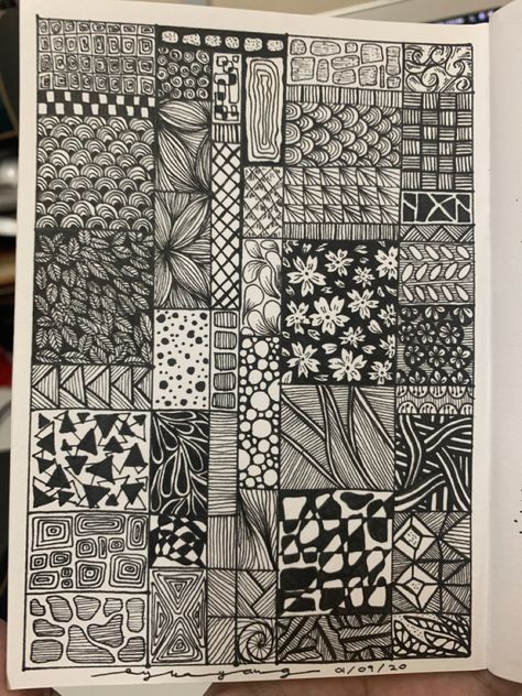 #EykaAndPen #draw #blackink #blackinkdrawing #doodle #doodles #tombow #sakura #pattern #template Doodle Drawings Full Page, Cool Designs To Draw Pattern Doodles, Full Page Doodle Pattern, Cool Designs To Draw, Black Pen Drawing, Sakura Pattern, Zentangle Ideas, Line Doodles, Doodle Pages