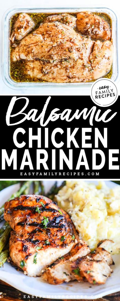 My family ALWAYS asks me to make this! The VERY BEST balsamic chicken marinade. This chicken marinade makes perfectly tender and juicy grilled chicken every time! Plus the recipe is gluten free, dairy free, AND low carb! #glutenfree #dairyfree #lowcarb Balsamic Chicken Marinade, Balsamic Chicken Marinades, Juicy Grilled Chicken, Easy Chicken Marinade, Chicken Marinade Recipes, Low Carb Low Fat Recipes, Chicken Marinade, Best Low Carb Recipes, Balsamic Chicken