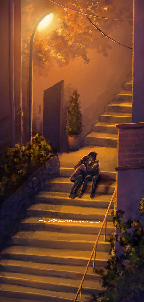 Lovers having a moment the in the dimly lit steep staircases of the narrow alleys of residential Seoul. | Prints also available @redbubble | #nightscape #night #city #scenery #digitalpainting #digitalart #korea #couple #romantic #drawing Alley Drawing, Korea Couple, Steep Staircase, City Scenery, Couple Inspo, Romantic Drawing, Couple Romantic, Couple Painting, Digital Paintings