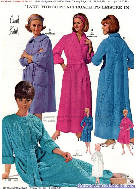 Pretty Robes, House Coat, Sixties Fashion, Montgomery Ward, Century Clothing, Christmas Catalogs, 1960s Fashion, House Dress, Gowns Dresses