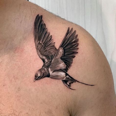 Realistic Sparrow Tattoo, Golondrinas Tattoo, Swallow Tattoo Meaning, A Bird Tattoo, Realistic Bird Tattoo, Mandala Foot Tattoo, Mockingbird Tattoo, Bird Tattoo Ideas, Bird Tattoo Design