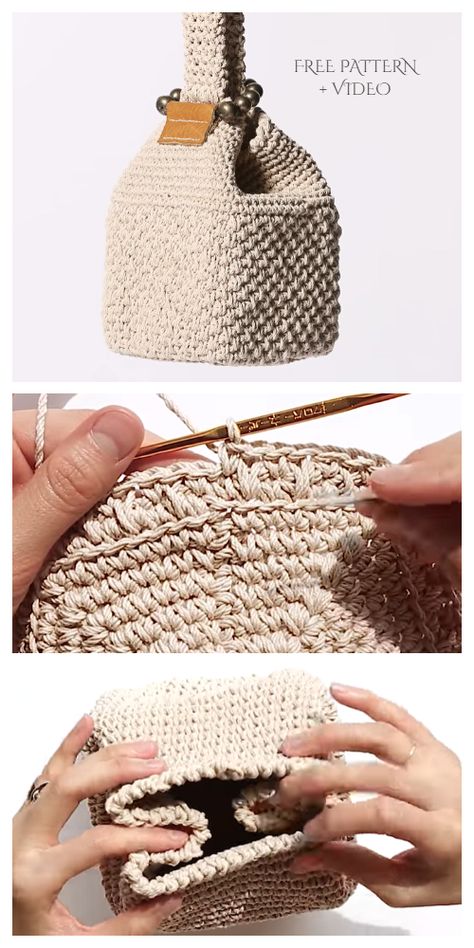 Bag Free Crochet Pattern, Crochet Purse Pattern, Tote Crochet, Free Crochet Bag, Purse Pattern, Womens Crochet Patterns, Crochet Bag Tutorials, Crochet Bag Pattern Free, Bag Pattern Free