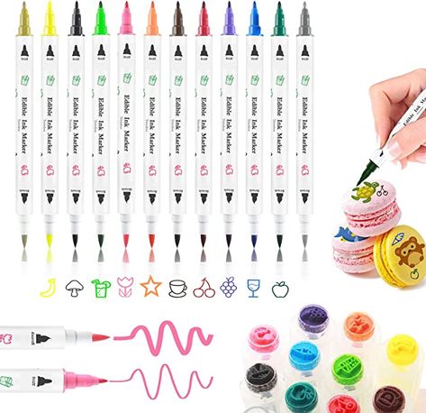 Amazon.com: Food Coloring Pen,Edible Food Coloring Markers with Fine&Thick Tip,Food Grade Decorator Pen,Edible Gourmet Writer for Cookies,Fondant,Desserts,Easter Eggs Cake Deco Pens 12pcs Edible Coloring Markers : Grocery & Gourmet Food Desserts Easter, Edible Markers, Coloring Pens, Easter Egg Cake, Biscuits Graham, Easter Egg Cookies, Egg Cake, Edible Food, Seal Design