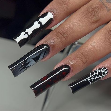 Nails By Keiry 💅🏼✨ (@kxo.beauty) • Instagram photos and videos Bone Nails, Spiderweb Nails, Halloween Acrylic, Halloween Acrylic Nails, Spooky Szn, Spider Web, Nail Tech, Bronx, Cute Nails