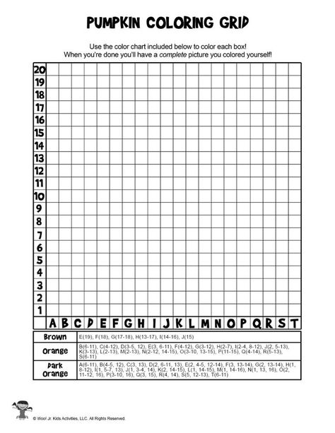 Fall Grid Coloring Pages Mystery Picture Activities | Woo! Jr. Kids Activities Grid Coloring, Math Grid, Pumpkin Math, Minecraft Coloring Pages, Fall Math, Color Puzzle, Math Coloring, Mystery Pictures, Pixel Art Grid