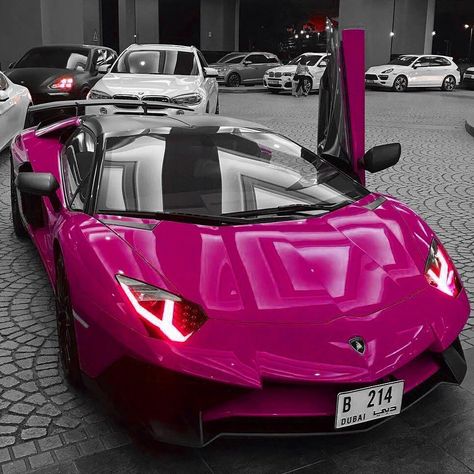 Hot Pink Lamborghini, Pink Lamborghini Aventador, Hot Pink Cars, Pink Ferrari, Pink Lamborghini, Car For Teens, Lamborghini Cars, Cars Luxury, Pink Car