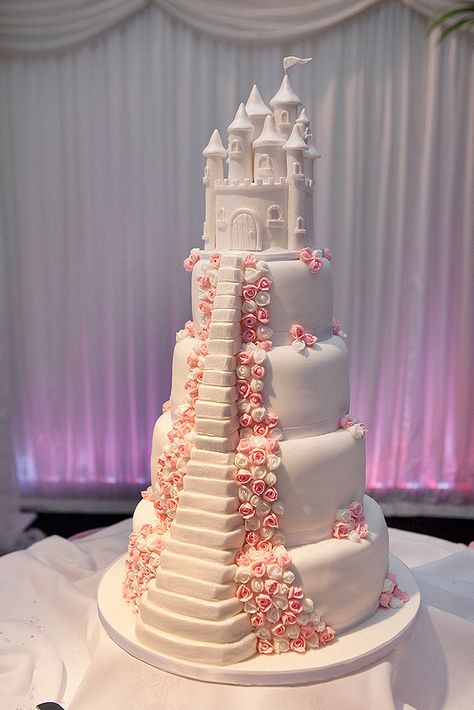 Princess Wedding Cake Princess Wedding Cake Fairy Tales, Wedding Cake Fairy, Princess Wedding Cake, Disney Princess Themed Wedding, Princess Wedding Cakes, Bling Wedding Cakes, Disney Cake, Themed Wedding Cakes, Bling Wedding