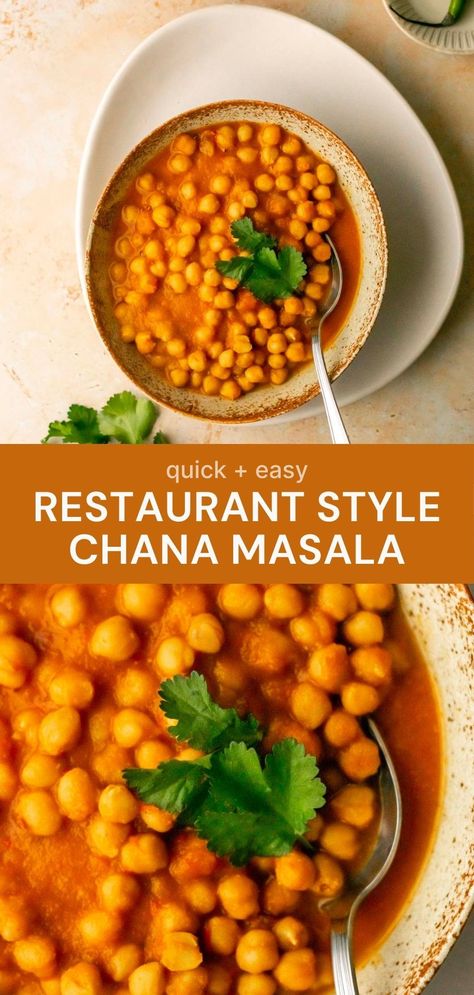 This restaurant-style chana masala is bursting with flavour and spice. Using canned chickpeas, this easy recipe is ready in just 45 minutes! Chat Masala Recipe, Chana Masala Powder Recipe, Chana Masala Recipe, Chickpea Masala, Chole Masala, Cooking Photos, Chai Recipe, Healthy Plant Based Recipes, Savory Vegan