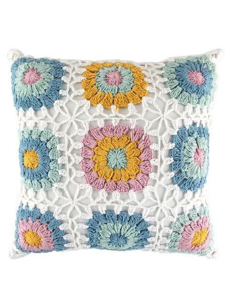 PRICES MAY VARY. Tilly's Home Crochet Pillow. A cozy and handcrafted accent that brings warmth and texture to your living space Carefully crafted with intricate crochet detailing, this pillow adds a touch of artisanal charm to any room. Down alternative polyester filling 18'' x 18''. Spot clean Imported. | TILLYS HOME Crochet Pillow Tilly's Home Crochet Pillow. A cozy and handcrafted accent that brings warmth and texture to your living space. Carefully crafted with intricate crochet detailing, t Granny Square Pillow Cover Free Pattern, Granny Square Pillow Cover, Crochet Throw Pillow, Granny Square Pillow, Home Crochet, Tea Cosies, Intricate Crochet, Girls Pillows, Crochet Pillow Cover