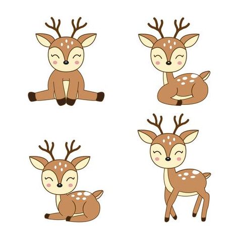 Cute deer cartoon in different poses. Deer Drawing Easy, Cute Cartoon Food, Deer Vector, Deer Cartoon, Alphabet Drawing, Deer Drawing, Cute Deer, Fox Illustration, Different Poses