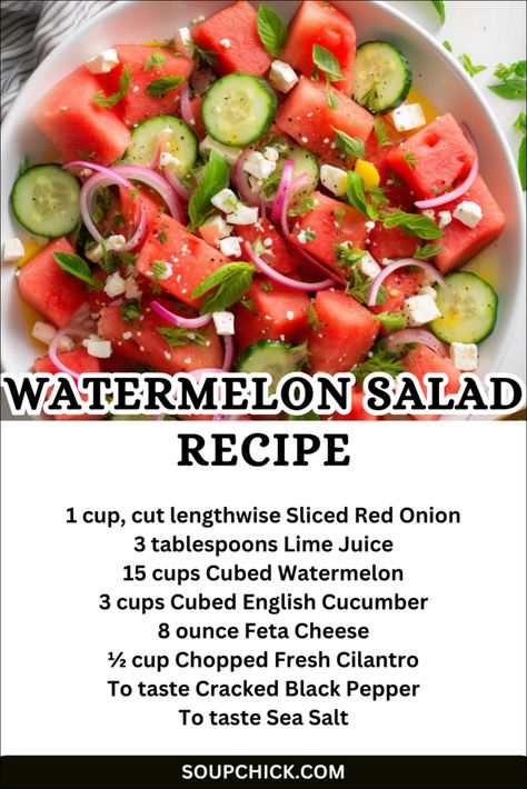 Watermelon Salad Recipe Fruit Salad Recipe With Watermelon, Watermelon Fast, Watermelon Salads, Watermelon Salad Recipes, Easy Fruit Salad Recipes, Fresh Salsa Recipe, Edamame Salad, Grill Food, Salsa Recipes