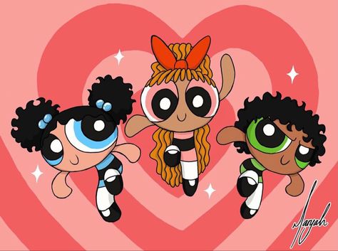 My version of the Powerpuff girls, this was one of my favorite shows when I was younger! #powerpuffgirlsfanart #powerpuff #digitaldrawing #cartoonnetwork #artstyle #naturalhairart #blackgirlart Black Power Puff, Black Powerpuff, Super Nana, Power Puff Girls, Wallpaper Iphone Disney Princess, Best Friends Cartoon, Power Puff, Friend Cartoon, The Powerpuff Girls