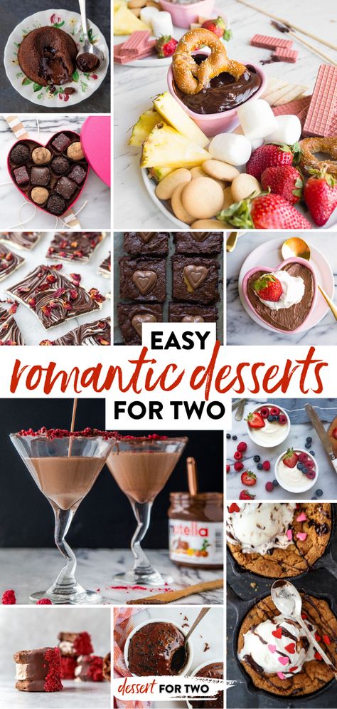 Easy Romantic Desserts for Two Easy Desserts For Boyfriend, Valentine Dessert Ideas For Two, Dinner Date Dessert Recipes, Desserts For Anniversary, Dessert For Two Romantic, Date Night Desert Ideas, Dessert Recipes For Boyfriend, Easy Date Night Desserts At Home, Couples Dessert Ideas