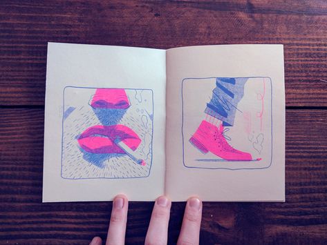 Risograph Zine by Logan Faerber Risograph Zine, Risograph Illustration, Art Zine, Zine Design, Riso Print, Risograph Print, Art Journals, Design Layout, Art Plastique