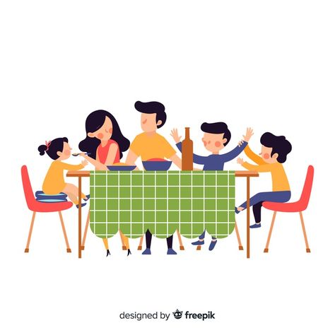 Table Illustration, Walking Cartoon, Easter Graphics, Feature Wall Design, Family Vector, Young Parents, Love Hand, Children's Illustration, Family Weekend