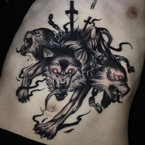 Tattoo Different, Cerberus Tattoo, Greek God Tattoo, God Tattoos, Fire Tattoo, Red Tattoos, Top Tattoos, Next Tattoo, Dog Tattoo