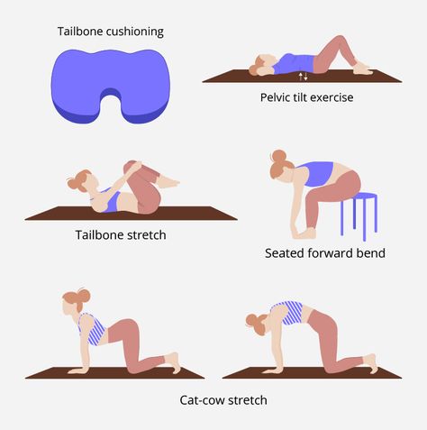 Easy Tailbone Exercises to Help Relieve Soreness | HealthNews Stretches For Tailbone Pain, Tailbone Exercises, Tailbone Stretches, Mckenzie Exercises, Tailbone Pain Relief, Cool Down Stretches, Tailbone Pain, Therapy Exercises, Low Back Stretches