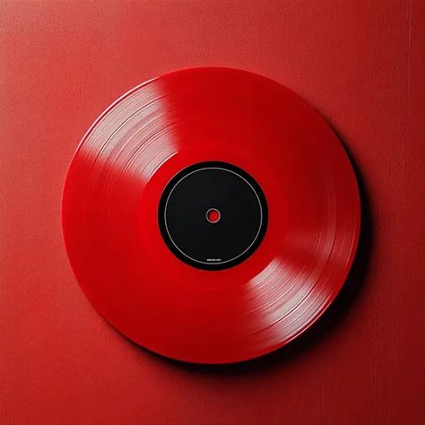 ↑↑↑ Larger size on website 🔸 A red vinyl record with a black label sits on a red surface. The record is slightly off-center, crea Red Vinyl Record, Records Aesthetic, Dynamic Composition, Red Vinyl, Classic Music, Creative Stuff, Art Creativity, Red Background, Black Label