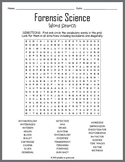 Free Printable Forensic Science Word Search Reproductive System Activities, Tundra Biome, Science Word Search, Excretory System, Free Printable Word Searches, Puzzle Worksheet, Word Search Puzzles Printables, Free Printable Puzzles, Science Puzzles