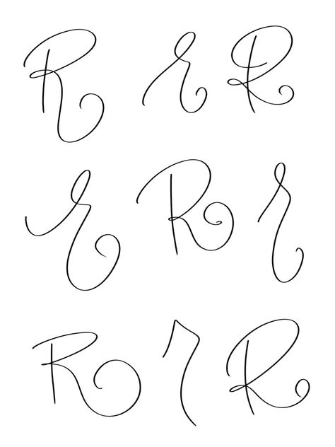 R And A Tattoo Letter, Fancy R Tattoo, R Writing Style, Letter R In Cursive, Lowercase R Tattoo, R In Different Fonts, Letter R Fonts Design, R Initial On Nails, R Cursive Letter