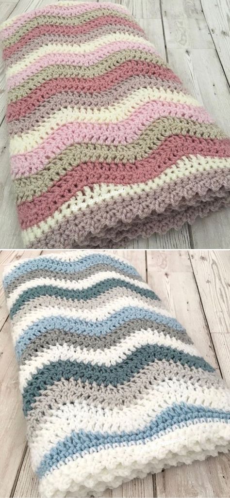 Crochet Blanket Designs Color Combos, 3 Color Crochet Blanket Pattern Free, Crochet Bedding, Ripple Stitch Crochet, Crochet Ripple Baby Blanket, Crochet Ripple Afghan Pattern, Crochet Chevron Baby Blanket, Ripple Afghan Pattern, Crochet Ripple Afghan